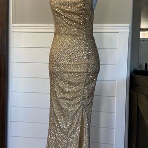Fashion Nova Gold Sequin Maxi Dress
